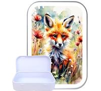 Fox Meadow 50ml White tin, Tobacco tin, Pill Box by TEEZ. Size 96 x 59 23mm