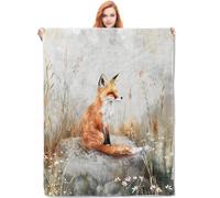 Fox Meadow Throw Blanket Soft Blanket Fluffy Throws For Sofa Camping Bed 100x125cm