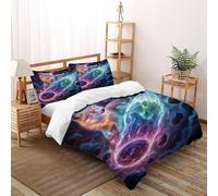 Fox Meteor Bedding Set 3D Design Animal Theme Duvet Cover Set Microfiber Quilt Cover Suitable for Family,couple,children Pillowcase Double（200x200cm）