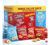 FOX Mini Biscuit Variety Pack 60 Count Jammie Dodgers Maryland Party Rings | Individually Wrapped, Lunchbox Snacks, 3 Flavour Varieties, Sharing Pack, 20 Bags Per Variety