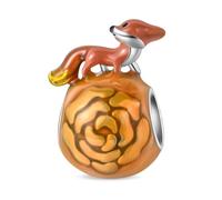 Fox Moon Bloom New Dangle Charm 925 Sterling Silver Dangle Charm for Bracelet European Fashion Necklaces Wedding Day Valentine's Day Jewelry Gift for Sister Family Wife