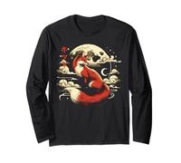Fox Moon Clouds Kitsune Japanese Ukiyo-e Art Women Men Kids Long Sleeve T-Shirt
