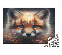 Fox Moon Forest 1000 Pieces Sturdy Cardboard Classic Jigsaw Puzzle Adults Kids Impossible Hard Difficult Challenging Decompression Wall Decor Gift Idea 52x38cm/1000pcs
