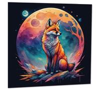 Fox Moon Greeting Card Colourful Vibrant Art Birthday Card 145 x 145mm