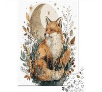 Fox Moon Nature Art Print Jigsaw Puzzle for Adults, 1000 Pieces, 38x26cm/1000pcs; A Calm After-work Activity; White Card Pieces with Reduced Dust
