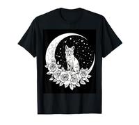 Fox Moon Roses Night Stars Celestial Whimsical T-Shirt