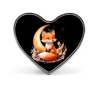 Fox Moon Wildlife Brooch Pins Heart Badge Collar Lapel Pins Dress Backpack Accessories
