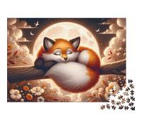 Fox Moonlit Dreams 1000-Piece Puzzle for Adults, 52x38cm/1000pcs, An Unhurried Indoor Weekend Activity; White Card with A Low-dust Finish