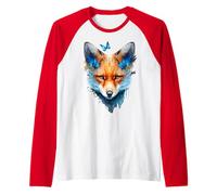 Fox motif butterfly art animal love graphic fox Raglan Baseball Tee