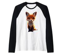 Fox Motif Red Wild Dog I Love Foxes Little Cute Fox Raglan Baseball Tee