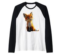 Fox Motif Red Wild Dog I Love Foxes Little Cute Fox Raglan Baseball Tee