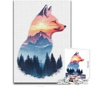 Fox Mountain Sunset Puzzles for Teenagers 1000 Piece Educational Mental Focus Game Heartwarming Special Present Idea Size 38x26cm