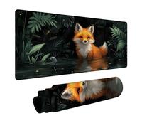 Fox Mouse Mat Animal Mousepad with Stitched Edges as Desk Mat Improved Pecision Speed, Mouse Pad as Desk Accessories for Laptop Wireless Keyboard Table Autumn Decorations 32 x 16 x 0.12 in DBYH-7217