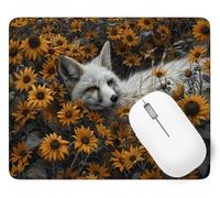 Fox Mouse Mat, Small Mouse Pad Flower Waterproof Gaming Mousepad, Mini Desk Mat 60 x 40 cm with Anti-Slip Base, Stitched Edges Mousepad, Keyboard, Mousemats for Desk, Office, Gifts for Women p1j-885
