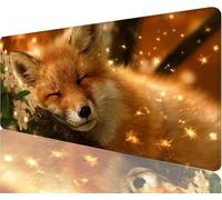 Fox Mouse Pad,1200x600x3mm Mouse Mat Flower Desk Mat Large, Soft Smooth Surface with Anti-Slip Rubber Base Mousepad Waterproof, Durable, Extended Length Desk Pad for Home Christmas Decorations N1-159