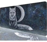 Fox Mouse Pad,800x300x3mm Mouse Mat Moon Desk Mat Large, Soft Smooth Surface with Anti-Slip Rubber Base Mousepad Waterproof, Durable, Extended Length Desk Pad for Gaming Christmas Decorations N1-283