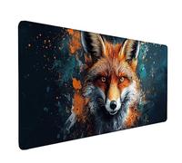 Fox Mouse Pad Large 120x60cm, Black Gaming Mouse Pad Waterproof Desk Mat with 3MM Stitched Edges, Non-Slip Rubber Base Mousepad Computer Accessories for Gaming, PC, Office, Home, Gifts -lsy2603VU