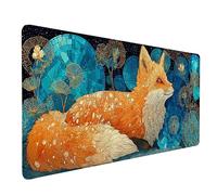 Fox Mouse Pad Large 900x300x3mm, Orange Color Gaming Mouse Pad Waterproof Desk Mat with 3MM Stitched Edges, Non-Slip Rubber Base Mousepad Computer Accessories for Gaming, Office, Gifts -lsy260369