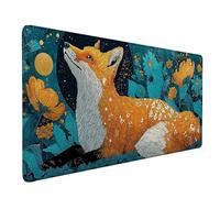 Fox Mouse Pad Large 900x300x3mm, Yellow Gaming Mouse Pad Waterproof Desk Mat with 3MM Stitched Edges, Non-Slip Rubber Base Mousepad Computer Accessories for Gaming, PC, Office, Home, Gifts -lsy260341