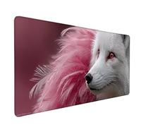 Fox Mouse Pad Large 90x40cm, White Gaming Mouse Pad Waterproof Desk Mat with 3MM Stitched Edges, Non-Slip Rubber Base Mousepad Computer Accessories for Gaming, PC, Office, Home, Gifts -lsy26039C