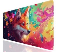 Fox Mouse Pad Large XXL 600x400x3mm, Colorful Mouse Mat With Stitched Edges, Waterproof Desk Accessories Mousepad Improved Precision And Speed, Desk Mat Non-Slip Rubber Base for Office Gamer GKuk-5825