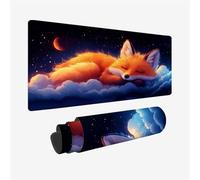 Fox Mouse Pad Night Sky Large Mouse Mat XXL 31.5 x 15.7 Inch Desk Mat for Keyboard and Mouse with Non-Slip Rubber Base, Improves Speed and Precision, Waterproof Mousepad for Office, Home, Model 122