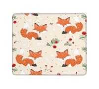 Fox Mouse Pad Snowflake Gaming Mouse Mat with Stitched Edges Non-Slip Rubber Base Mousepad for for PC Laptop 30x25cm