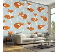 Fox Mural Wallpaper, Cartoon Animal Wallpaper for Bedroom, Living Room, TV Backdrop, Office, 3D Large Wall Mural Non-Woven Wall Paper 350 x 256 cm (WxH) qqL54