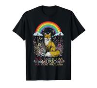Fox Nature Lover Earth has Music for Those Who Listen Value Graphic T-Shirt, Men, Black, S