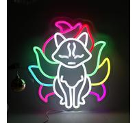 Fox Neon Sign Suitable for Bedroom Bar Anime Room Wall Decoration LED Lights, Nine-tailed Fox Neon Sign can be given as a gift to friends