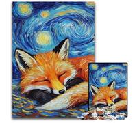 Fox Night Sky 1000 Piece Jigsaw Puzzles for Adults Challenging Puzzles Brain Teaser Game, Interactive Family Game, Suitable for Ages 14+ 50x75CM/19.68x29.52inch