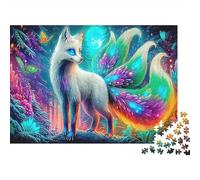 Fox of Cosmos 1000 Pieces Classic Jigsaw Puzzle for Teenagers & Adults Recycled Cardboard Nine-tailed Fox Home Decor Wall Art Boxing Day Gift Mind Challenge Puzzle 52x38cm/1000pcs