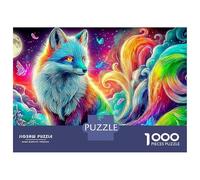 Fox of Light 1000 Pieces Cosmic Fox Premium Puzzle Board Jigsaw Puzzle for Family Parent-child Interaction Classroom Activity Educational Enlightenment 52x38cm/1000pcs