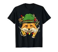 Fox Oktoberfest Lederhosen Costume Gift German Beer Fest Value Graphic T-Shirt, Men, Black, M