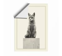Fox on Pedestal Minimalist Unframed Wall Art Print A3 (42×29.7cm), Wall Decor for Living Room, Bedroom, Office & Home, Art Gift