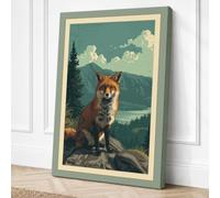 Fox on the Ridge Vintage Canvas Wall Art Print 30x20 Inch | Sage