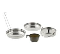 Fox Outdoors Mess Kit Stainless Steel 5 Part Cook Set Camping Hiking Bug Out