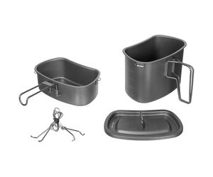 Fox Outdoors Titanium 3-Part Mess Tin Kit Cook Pot Folding Handles