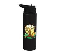 Fox Owl Under the Full Moon Nature Stainless Steel Insulated Water Bottle