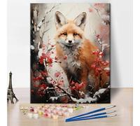 Fox Paint by Number for Adults Abstract A painting of a Fox Sitting on a Tree Branch Paint by Number Kits Kids Adult Oil Painting Paint by Number DIY Painting by Numbers Canvas Arts Craft, 16"x20"