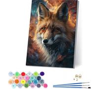 Fox Paint by Numbers for Adults, Starry Sky Paint by Numbers Kits on Cavans, Easy DIY Oil Painting Kits on Canvas with Acrylic and Brushes, Hobbies for Adults Women, Home Wall Decor 12x16 in L-6920