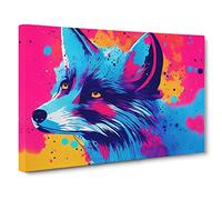 Fox Paint Splatter Vol.5 Canvas Print | Gallery Wrapped 30mm Frame Wall Art | 30x20 inches | Ready to Hang | Abstract Animals Picture | Living Room Bedroom Lounge Office