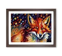 Fox Painting Vol.1 Abstract Framed Print | A2 Walnut Framed Wall Art | Ready to Hang | Abstract Animal Picture | Living Room Bedroom Lounge Office
