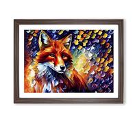 Fox Painting Vol.3 Abstract Framed Print | A2 Walnut Framed Wall Art | Ready to Hang | Abstract Animal Picture | Living Room Bedroom Lounge Office