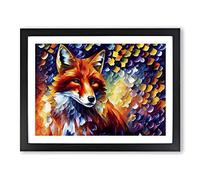 Fox Painting Vol.3 Abstract Framed Print | A3 Black Framed Wall Art | Ready to Hang | Abstract Animal Picture | Living Room Bedroom Lounge Office