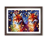 Fox Painting Vol.4 Abstract Framed Print | A3 Walnut Framed Wall Art | Ready to Hang | Abstract Animal Picture | Living Room Bedroom Lounge Office