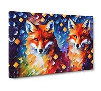 Fox Painting Vol.4 Canvas Print | Gallery Wrapped 30mm Frame Wall Art | 30x20 inches | Ready to Hang | Abstract Animals Picture | Living Room Bedroom Lounge Office