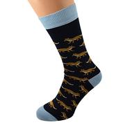 Fox Pattern Cotton Blend Men's Socks, Navy Blue and Grey, UK Size 5-12