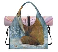 Fox Pattern Sports Duffle Bag with Shoe Compartment Fox Animal Weekend Overnight Bags Tote Cabin Luggage Bag for Gym Yoga Travel