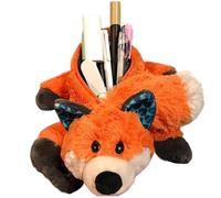 Fox Pencil Case, Kawaii Pencil Pouch 7.9 Inch Large Capacity Cute Fox Pencil Case, Fluffy Plush Pencil Case with Zipper, Cartoon Animal Pencil Case for School Office Supplies Nice Gift
